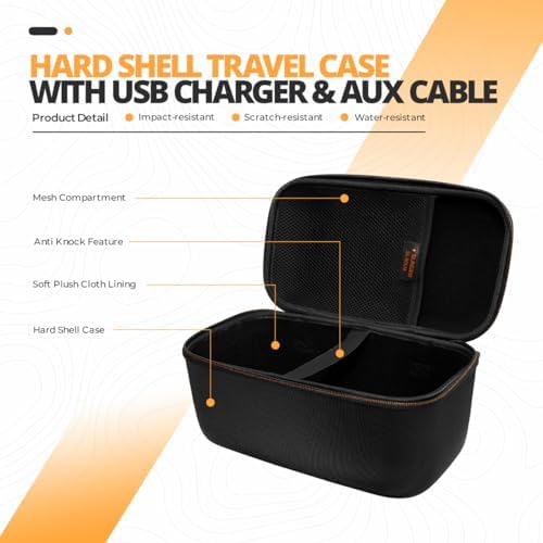 Bose SoundLink Max Portable Speaker  Large Waterproof Bluetooth Speaker  Up to 20 Hours of Battery Life  USB C  Built in 3 5mm AUX Input    Hard Shell Travel Case   AUX Cable  Black