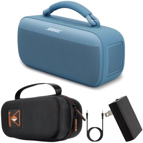 Bose SoundLink Max Portable Speaker  Large Waterproof Bluetooth Speaker  Up to 20 Hours of Battery Life  USB C  Built in 3 5mm AUX Input    Hard Shell Travel Case   AUX Cable  Black