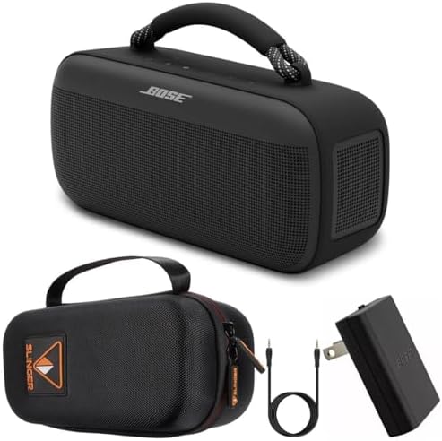 Bose SoundLink Max Portable Speaker  Large Waterproof Bluetooth Speaker  Up to 20 Hours of Battery Life  USB C  Built in 3 5mm AUX Input    Hard Shell Travel Case   AUX Cable  Black