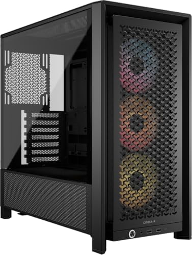 CORSAIR Carcasa para PC ATX de torre media modular 4000D RS ARGB Frame   Alto flujo de aire  3 ventiladores RS ARGB preinstalados  sistema de montaje de ventilador InfiniRail   ASUS BTF  MSI Project