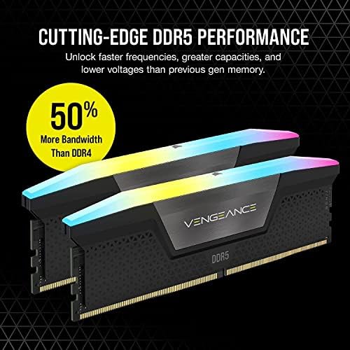 CORSAIR Vengeance RGB DDR5 RAM 32GB  2x16GB  Up to 6000MHz CL36 44 44 96 1 35V Intel XMP 3 0 Computer Memory   Black  CMH32GX5M2E6000C36