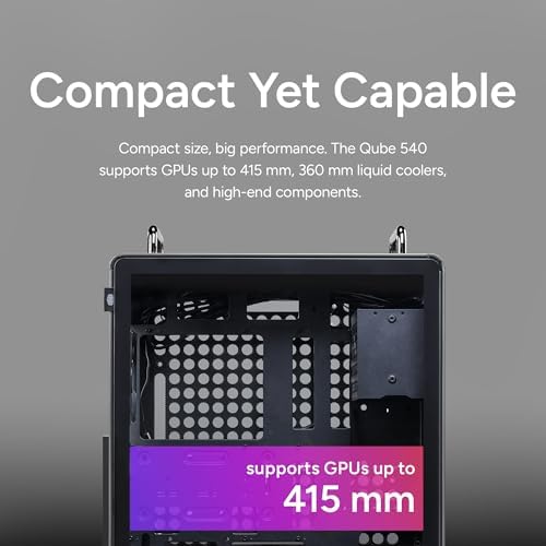 Cooler Master QUBE 540 ATX Mid Tower PC Case  High Airflow  Tempered Glass