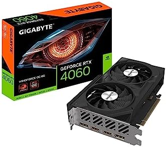 GIGABYTE GeForce RTX 5060 WINDFORCE OC 8G Graphics Card  Cooling System  8GB 128 bit GDDR7  PCIe 5 0  Manufactured by NVIDIA  DisplayPort & HDMI   Video Output Interface  GV N5060WF2OC 8GD Video Card