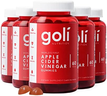 Goli Apple Cider Vinegar Gummies   Worlds First ACV Gummy with Vitamin B12  Beetroot & Pomegranate   Vegan  Non GMO  Gluten Free  180 Count  3 Pack