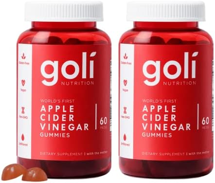 Goli Apple Cider Vinegar Gummies   Worlds First ACV Gummy with Vitamin B12  Beetroot & Pomegranate   Vegan  Non GMO  Gluten Free  180 Count  3 Pack