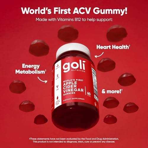 Goli Apple Cider Vinegar Gummies   Worlds First ACV Gummy with Vitamin B12  Beetroot & Pomegranate   Vegan  Non GMO  Gluten Free  180 Count  3 Pack