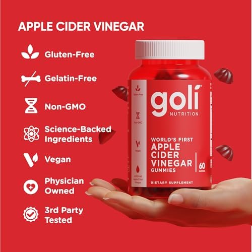 Goli Apple Cider Vinegar Gummies   Worlds First ACV Gummy with Vitamin B12  Beetroot & Pomegranate   Vegan  Non GMO  Gluten Free  180 Count  3 Pack