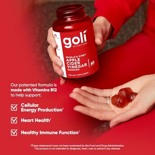 Goli Apple Cider Vinegar Gummies   Worlds First ACV Gummy with Vitamin B12  Beetroot & Pomegranate   Vegan  Non GMO  Gluten Free  180 Count  3 Pack