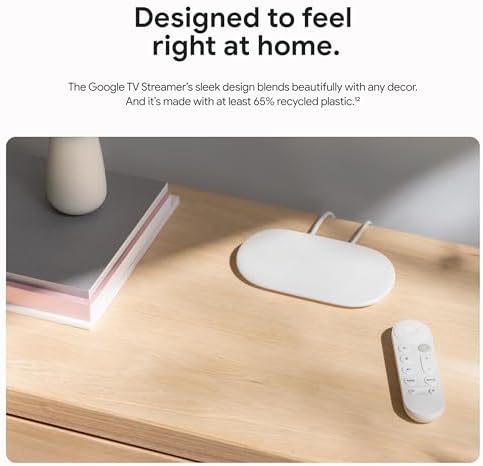 Google Streamer 4K   Fast Streaming Entertainment with Voice Search Remote  Watch Movies  Shows  Live Channels and Netflix in HDR  Smart Home Control  32 GB Storage  Porcelain