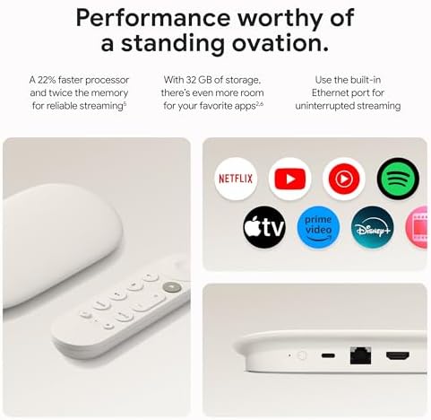 Google Streamer 4K   Fast Streaming Entertainment with Voice Search Remote  Watch Movies  Shows  Live Channels and Netflix in HDR  Smart Home Control  32 GB Storage  Porcelain