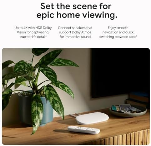 Google Streamer 4K   Fast Streaming Entertainment with Voice Search Remote  Watch Movies  Shows  Live Channels and Netflix in HDR  Smart Home Control  32 GB Storage  Porcelain