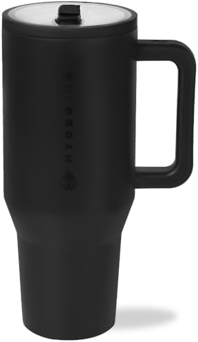 HydroJug Traveler   32 oz Water Bottle with Handle & Flip Straw   Fits in Cup Holder  Leak Resistant Tumbler Reusable Insulated Stainless Steel & Rubber Base   Gifts for Women & Men  Pink Sand