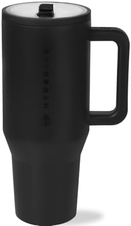 HydroJug Traveler   32 oz Water Bottle with Handle & Flip Straw   Fits in Cup Holder  Leak Resistant Tumbler Reusable Insulated Stainless Steel & Rubber Base   Gifts for Women & Men  Pink Sand