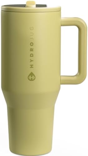 HydroJug Traveler   32 oz Water Bottle with Handle & Flip Straw   Fits in Cup Holder  Leak Resistant Tumbler Reusable Insulated Stainless Steel & Rubber Base   Gifts for Women & Men  Pink Sand