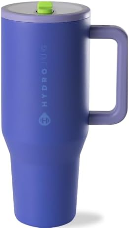 HydroJug Traveler   32 oz Water Bottle with Handle & Flip Straw   Fits in Cup Holder  Leak Resistant Tumbler Reusable Insulated Stainless Steel & Rubber Base   Gifts for Women & Men  Pink Sand