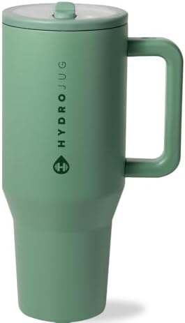 HydroJug Traveler   32 oz Water Bottle with Handle & Flip Straw   Fits in Cup Holder  Leak Resistant Tumbler Reusable Insulated Stainless Steel & Rubber Base   Gifts for Women & Men  Pink Sand