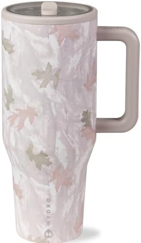 HydroJug Traveler   32 oz Water Bottle with Handle & Flip Straw   Fits in Cup Holder  Leak Resistant Tumbler Reusable Insulated Stainless Steel & Rubber Base   Gifts for Women & Men  Pink Sand