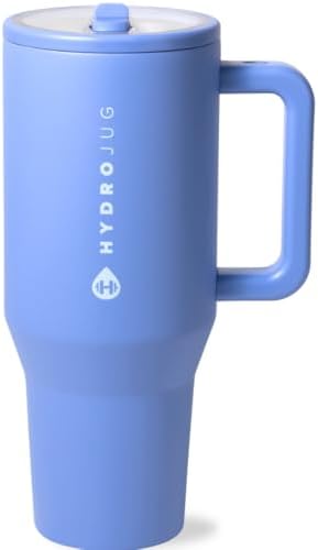 HydroJug Traveler   32 oz Water Bottle with Handle & Flip Straw   Fits in Cup Holder  Leak Resistant Tumbler Reusable Insulated Stainless Steel & Rubber Base   Gifts for Women & Men  Pink Sand
