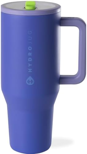 HydroJug Traveler   32 oz Water Bottle with Handle & Flip Straw   Fits in Cup Holder  Leak Resistant Tumbler Reusable Insulated Stainless Steel & Rubber Base   Gifts for Women & Men  Pink Sand