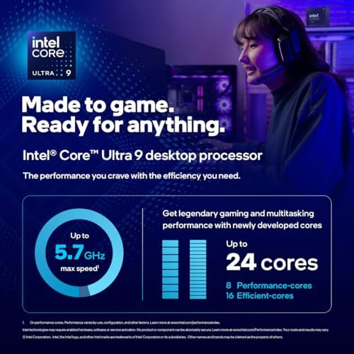 Intel  Core  Ultra 9 Processor 285K 24 cores  8 P cores   16 E cores  up to 5 7 GHz