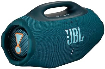JBL Boombox 4 Portable Bluetooth Speaker  Blue    Powerful Pro Sound  Dual Bass Modes  IP68 Waterproof and Dustproof  JBLBOOMBOX4BUAM    USB C Cable   Microfiber Cloth