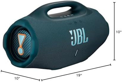 JBL Boombox 4 Portable Bluetooth Speaker  Blue    Powerful Pro Sound  Dual Bass Modes  IP68 Waterproof and Dustproof  JBLBOOMBOX4BUAM    USB C Cable   Microfiber Cloth