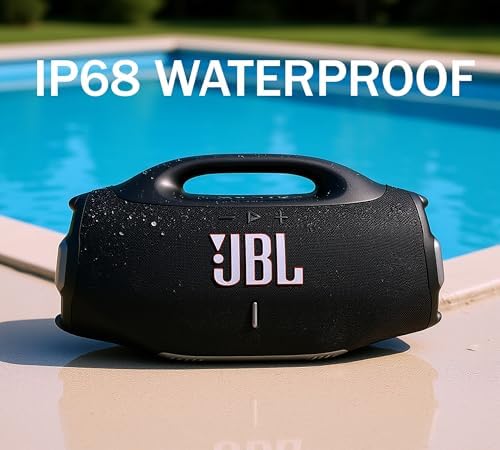 JBL Boombox 4 Portable Bluetooth Speaker  Blue    Powerful Pro Sound  Dual Bass Modes  IP68 Waterproof and Dustproof  JBLBOOMBOX4BUAM    USB C Cable   Microfiber Cloth
