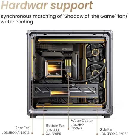 JONSBO X400 Gray ATX PC Case  Back Connect Desktop Case MB Auxiliary Air Guidance Cooling System  E Sport Assistant 2 Sides SP 360 AIO SP 427mm GPU  ATX<180mm Compatibility/Heat Dissipation Gray