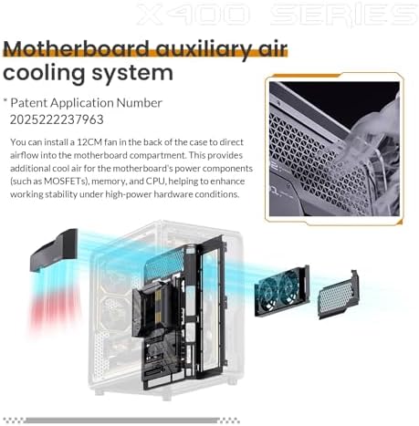 JONSBO X400 Gray ATX PC Case  Back Connect Desktop Case MB Auxiliary Air Guidance Cooling System  E Sport Assistant 2 Sides SP 360 AIO SP 427mm GPU  ATX<180mm Compatibility/Heat Dissipation Gray