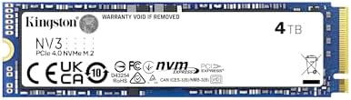 Kingston NV3 1TB M 2 2280 NVMe SSD   PCIe 4 0 Gen 4x4   Up to 6000 MB/s   SNV3S/1000G