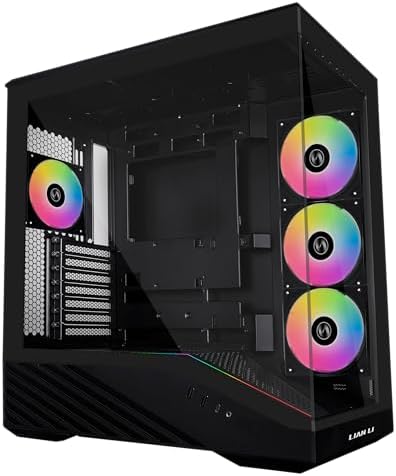 Lian Li V100 ATX Carcasa de PC de Torre Media  4 x 120mm Ventiladores ARGB PWM Preinstalados  Tira LED RGB  Plataforma de Visualización con Vidrio Templado  Soporte para GPU de 420mm  Radiador de