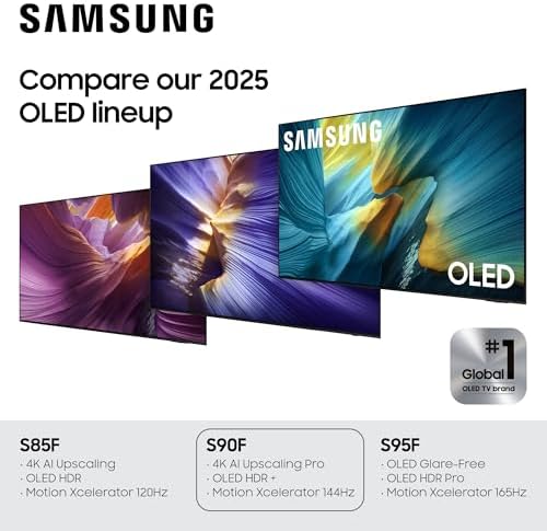 Samsung 65 Inch Class OLED S90F 4K Smart TV  2025 Model  NQ4 AI Gen3 Processor Upscaling Pro HDR    Motion Xcelerator 144Hz  Vision Alexa Built in