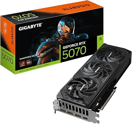 Tarjeta gráfica GIGABYTE GeForce RTX 5070 WINDFORCE OC SFF 12G  12GB 192 bit GDDR7  PCIe 5 0  sistema de enfriamiento WINDFORCE  GV N5070WF3OC 12GD