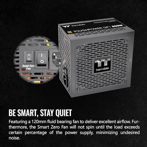 Thermaltake GF1 Fully Modular ATX 850W Power Supply   80 Plus Gold   Ultra Quiet   Zero RPM  PS TPD 0850FNFAGU P