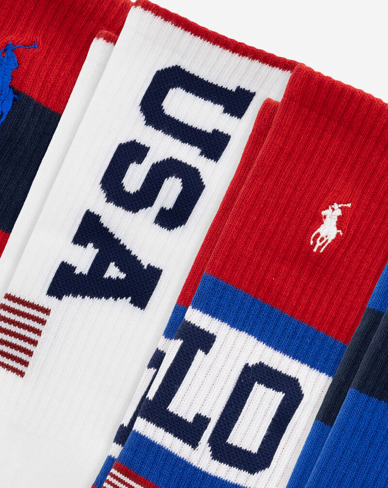 USA 6Pk USA Stadium Crew Socks  L    Polo Ralph Lauren