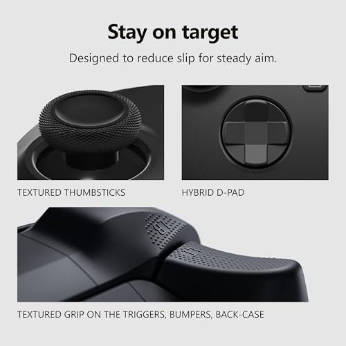 XBOX Wireless Gaming Controller   Carbon Black   Console  PC  & Cloud Devices   Textured Grip   Wireless  Bluetooth  USB C Connectivity