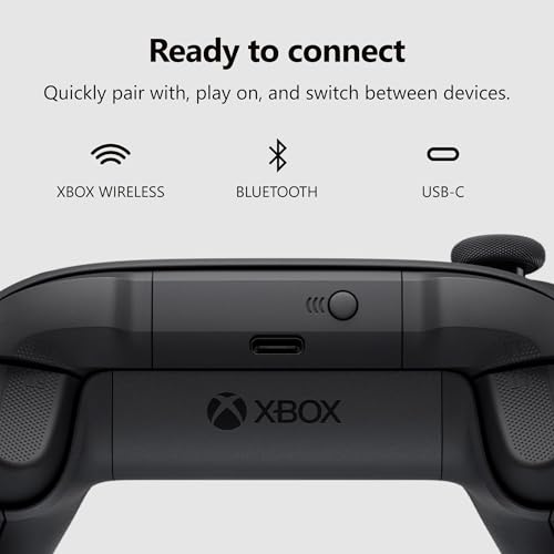 XBOX Wireless Gaming Controller   Carbon Black   Console  PC  & Cloud Devices   Textured Grip   Wireless  Bluetooth  USB C Connectivity