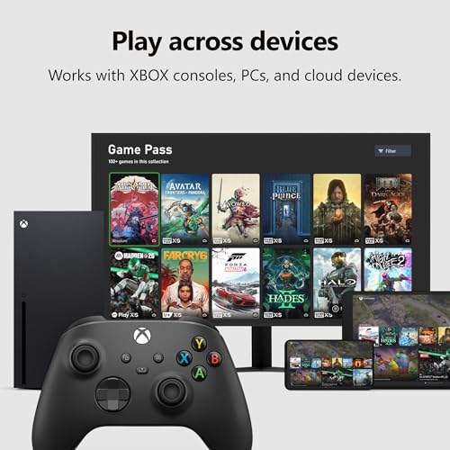 XBOX Wireless Gaming Controller   Carbon Black   Console  PC  & Cloud Devices   Textured Grip   Wireless  Bluetooth  USB C Connectivity