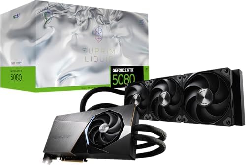 msi Gaming RTX 5080 16G SUPRIM Liquid SOC Graphics Card  16GB GDDR7  256 bit  Extreme Performance  2760 MHz  DisplayPort x 3 2 1a  HDMI 2 1b  NVIDIA Blackwell Architecture